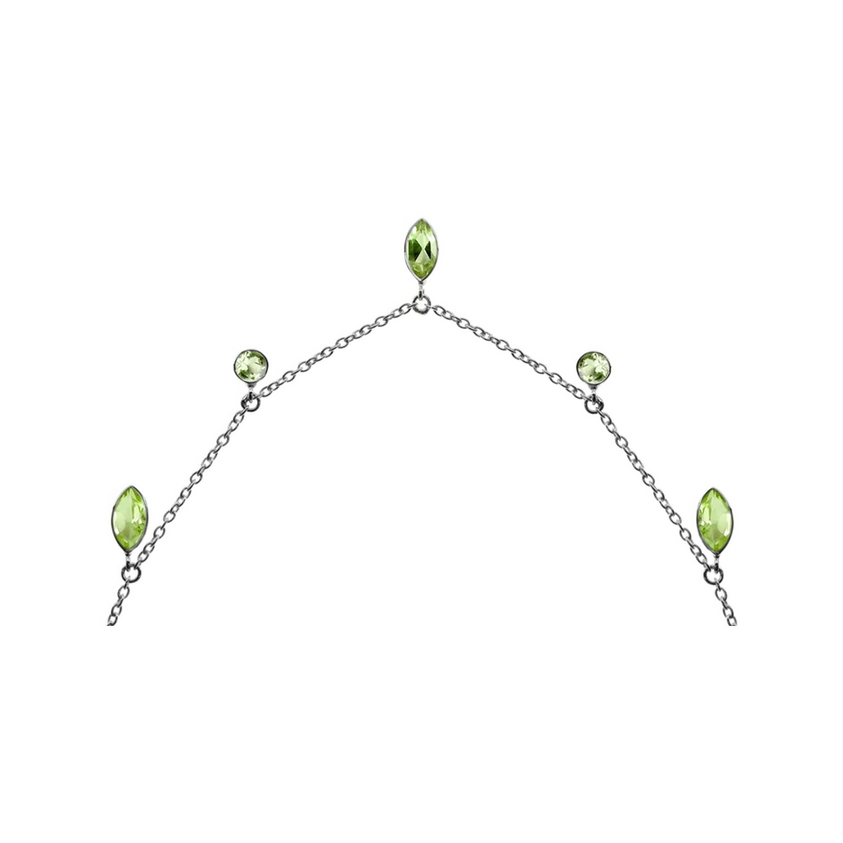 Marquise Peridot Necklace Sterling Silver 925 Hallmarked British Made