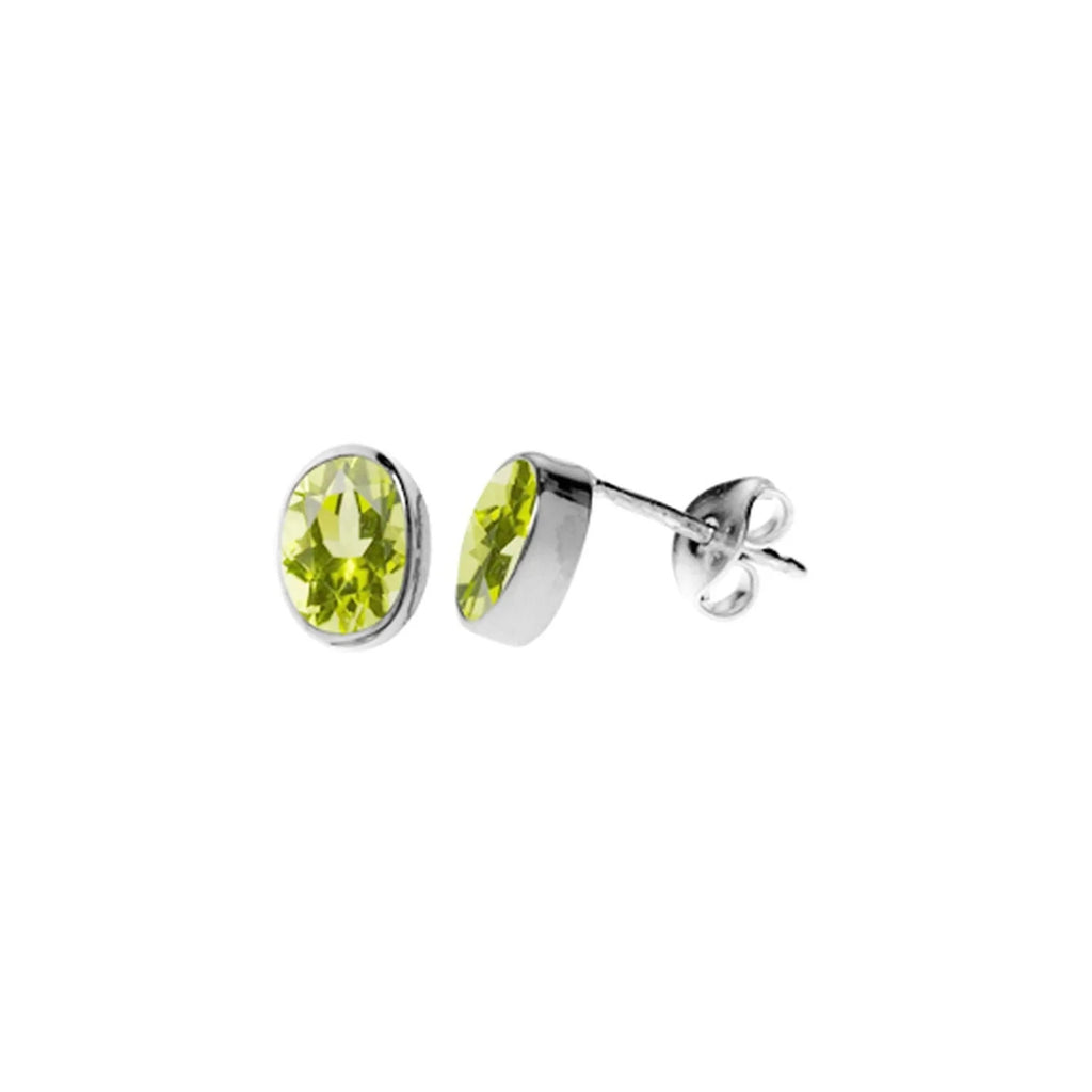 6mm Natural Oval Peridot Earrings Sterling Silver 925 Hallmarked Brand New