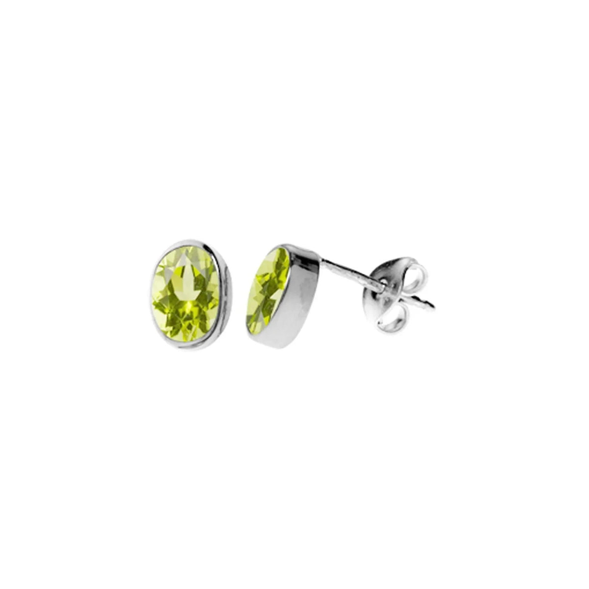 6mm Natural Oval Peridot Earrings Sterling Silver 925 Hallmarked Brand New