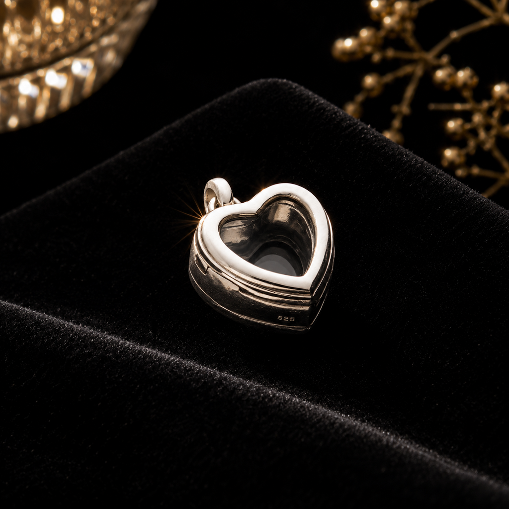 Heart Glass Locket Sterling Silver 925 Hallmarked British Made All Chain Lengths