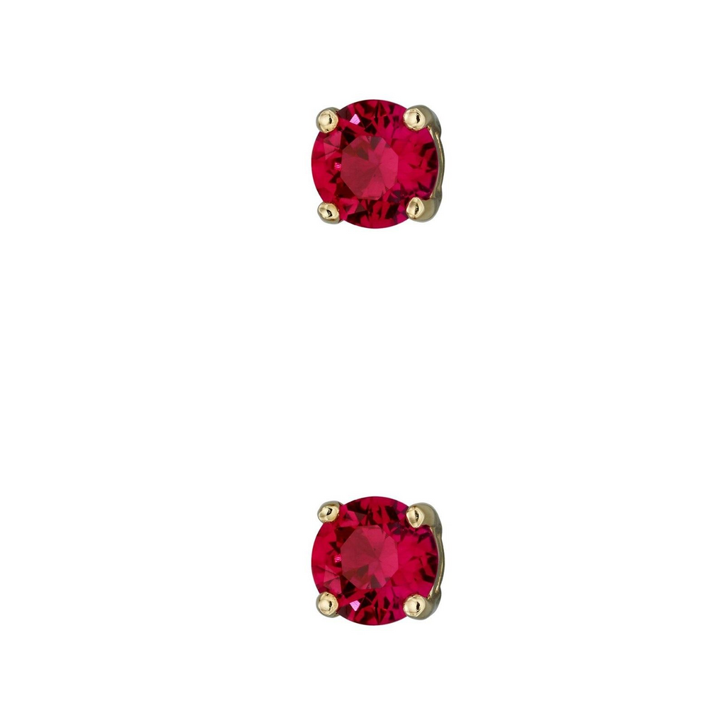 Natural Ruby July Stud Earrings 9ct Yellow Gold 375 Hallmarked British Made