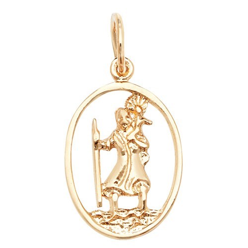 St Christopher Protection 9ct Yellow Gold Pendant 375 Hallmark All Chain Lengths