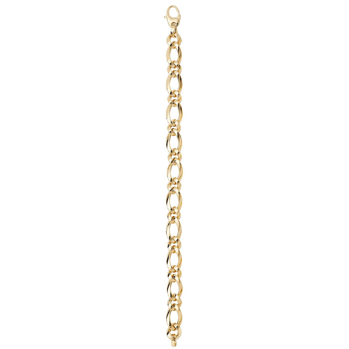 Figaro Link Bracelet 9ct Yellow Gold 375 Hallmarked British Made Brand New