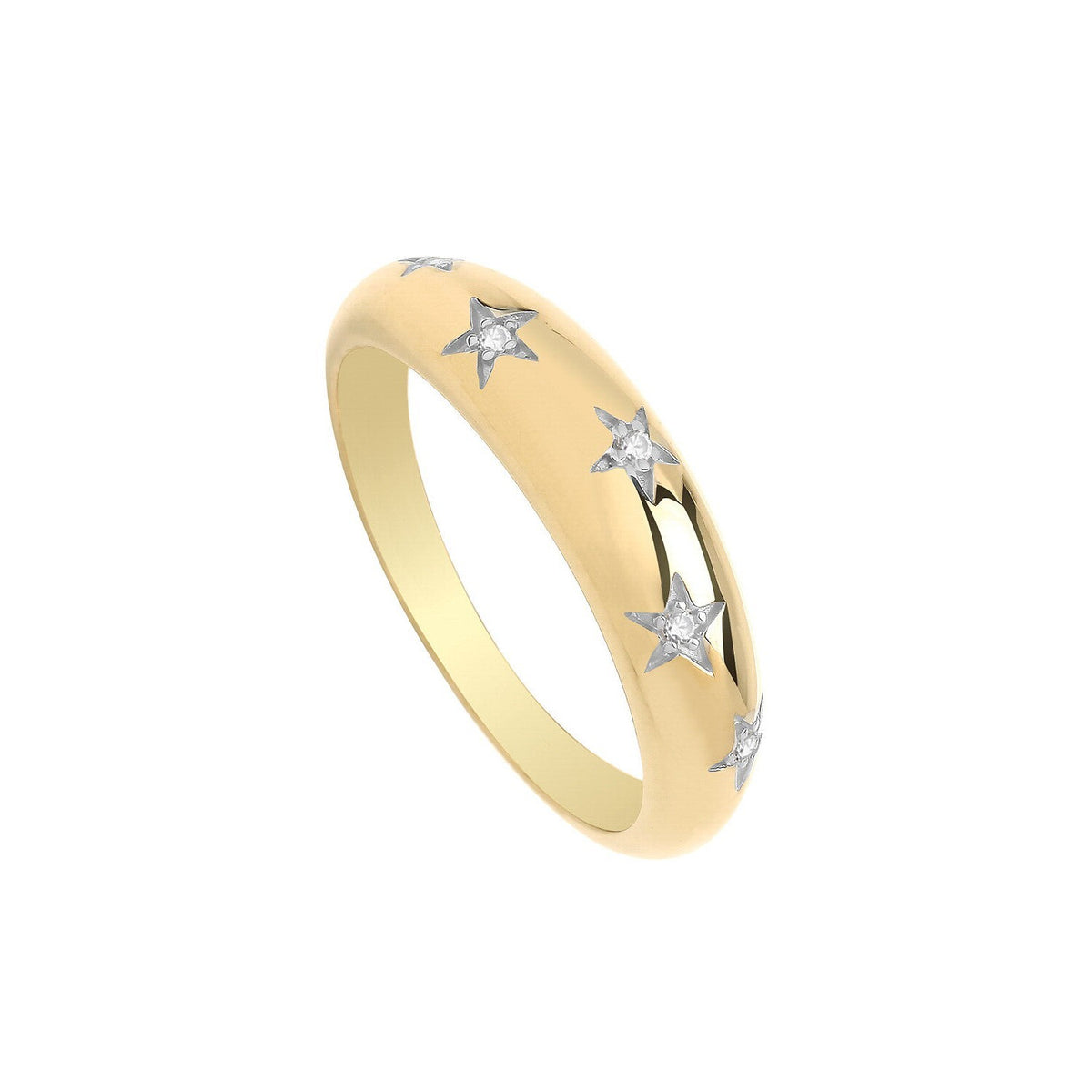 Star Dome Ring 9ct Yellow Gold Hallmarked Sizes L - S British Made