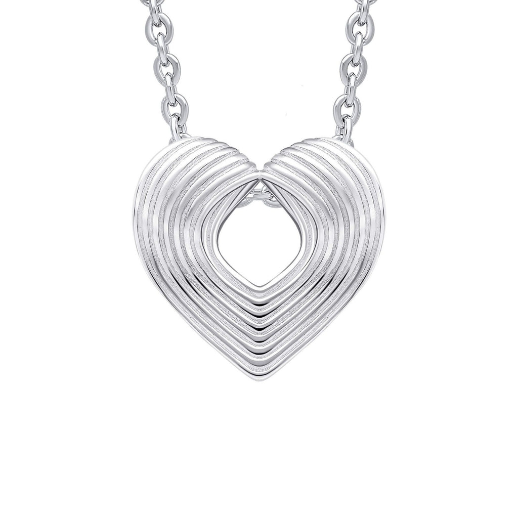 Ridged Heart Slider Pendant Sterling Silver 925 Hallmarked All Chain Lengths