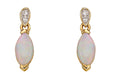 Oval Opal And Diamond Drop Earrings 9ct Yellow Gold 375 Hallmarked British Made