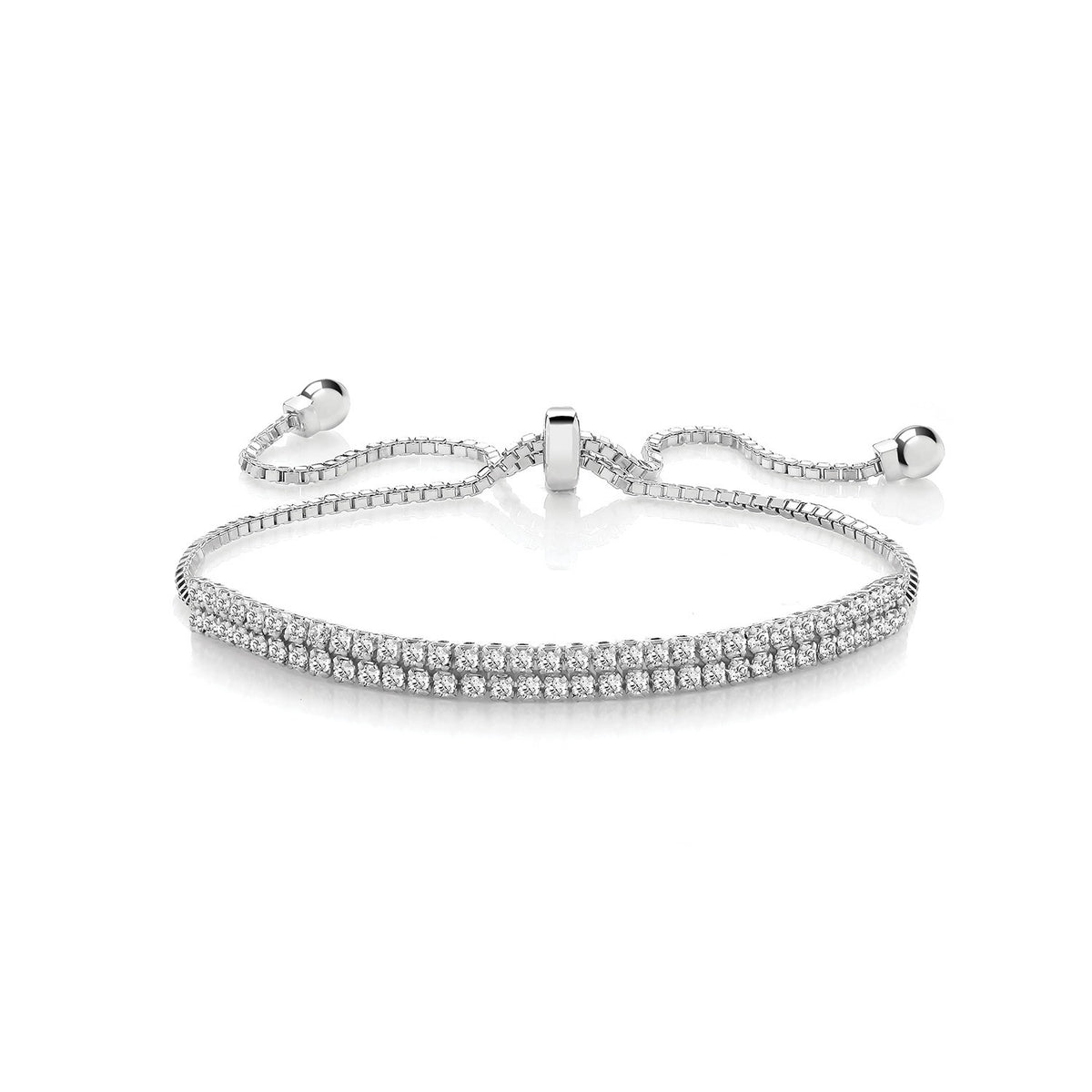 2 Row Adjustable Bolo Bracelet Sterling Silver 925 Hallmarked Brand New Boxed