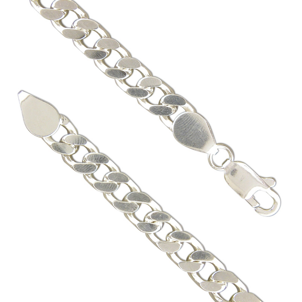Gents Solid Sterling Silver Curb Chain Bracelet British Made 925 Hallmarked