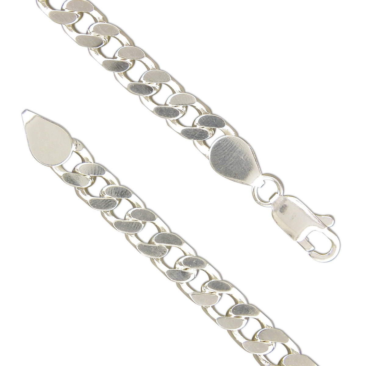 Gents Solid Sterling Silver Curb Chain Bracelet British Made 925 Hallmarked