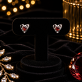 Natural Garnet Heart Stud Earrings Sterling Silver 925 Hallmark Brand New Boxed