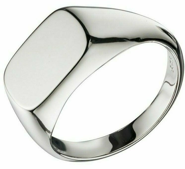 Sterling Silver Gents Ring Plain Signet Hallmarked Sizes Q - Z