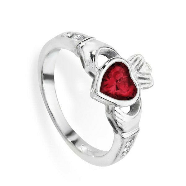 Sterling Silver Garnet Ring Claddagh January Stone 925 Hallmarked Size J - R