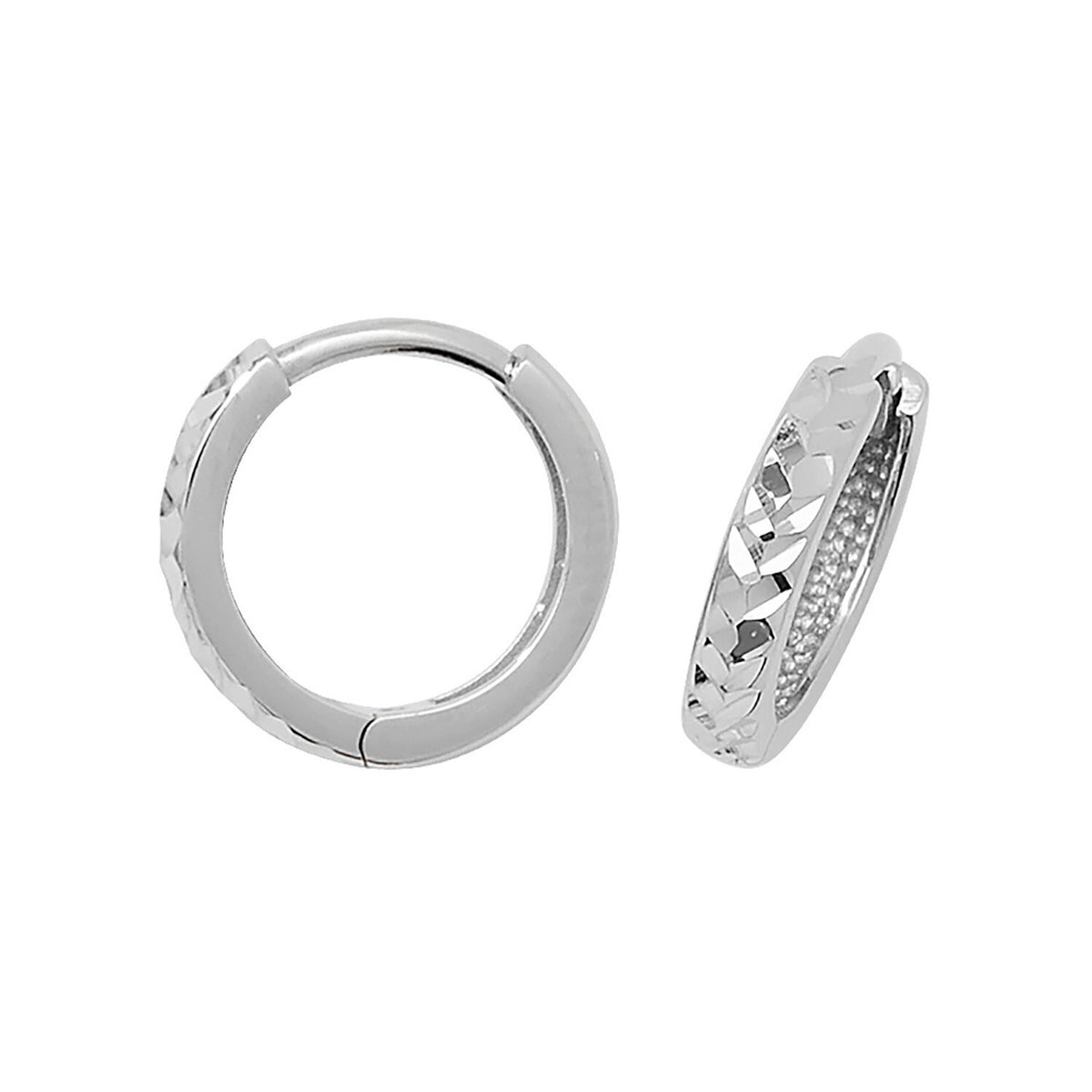 9ct White Gold DC Hoop Earrings British Made 375 Hallmarked Brand New Boxed