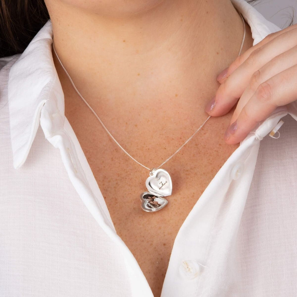 Starburst Heart Locket Gemstone Sterling Silver 925 Hallmarked All Chain Lengths