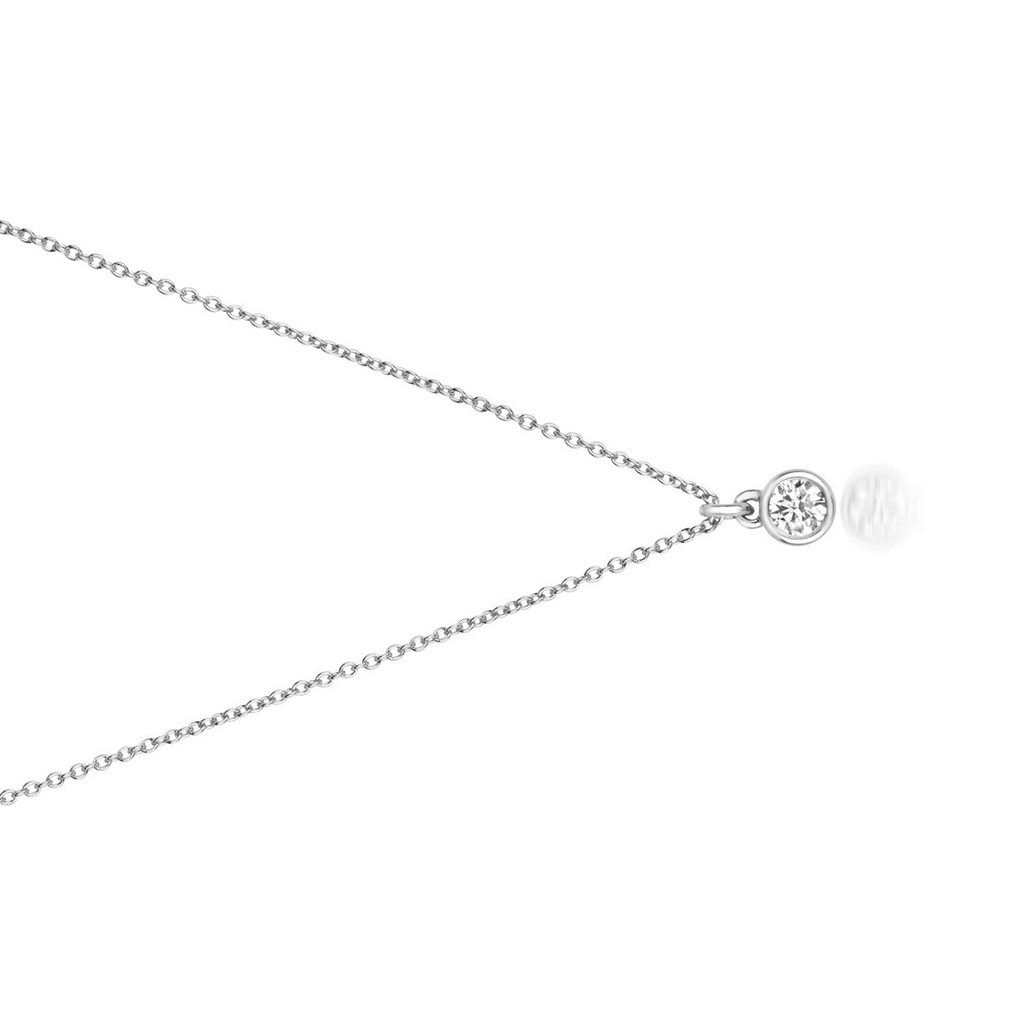 1 Natural Diamond Flush Necklace 18ct White Gold Hallmarked British Made