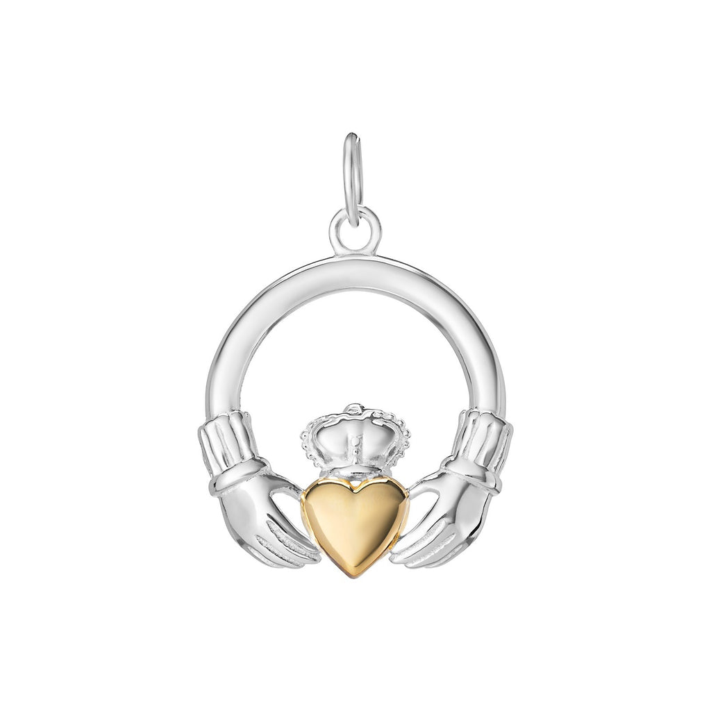 Celtic Claddagh Pendant 9ct Yellow Gold Plated Hallmarked All Chain Lengths