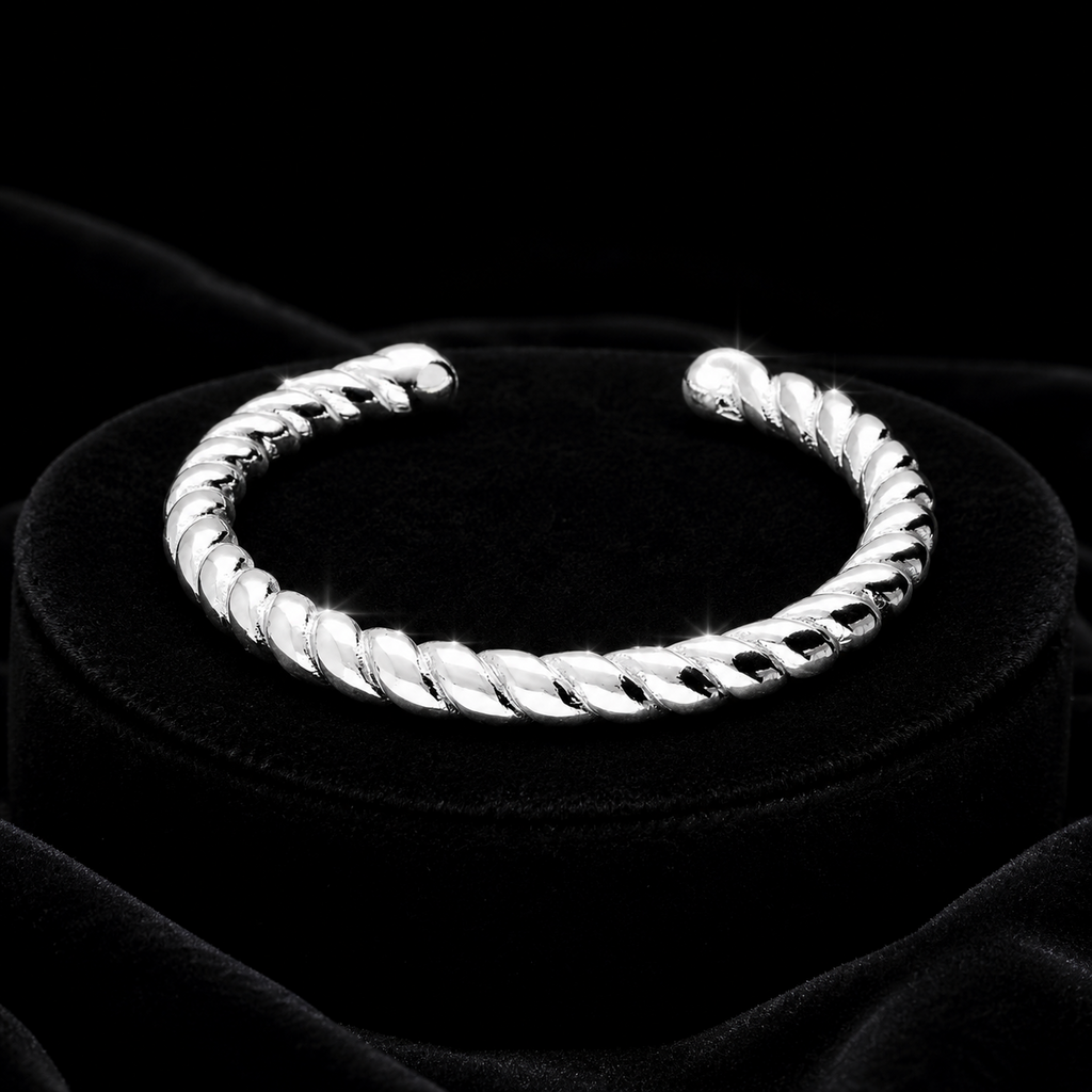 Adjustable Open Twist Ring Sterling Silver 925 Hallmark British Made Size K - Q