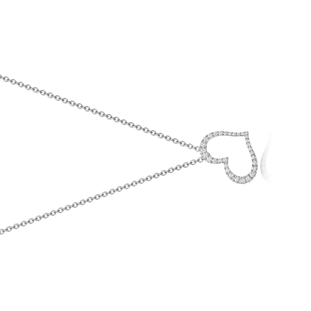 32 Natural Diamond Heart Necklace 18ct White Gold Hallmarked British Made