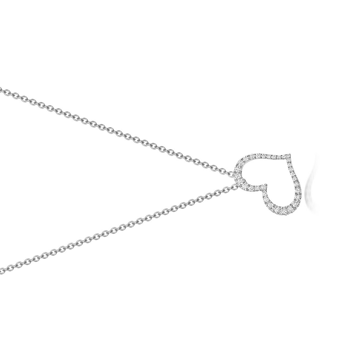 32 Natural Diamond Heart Necklace 18ct White Gold Hallmarked British Made