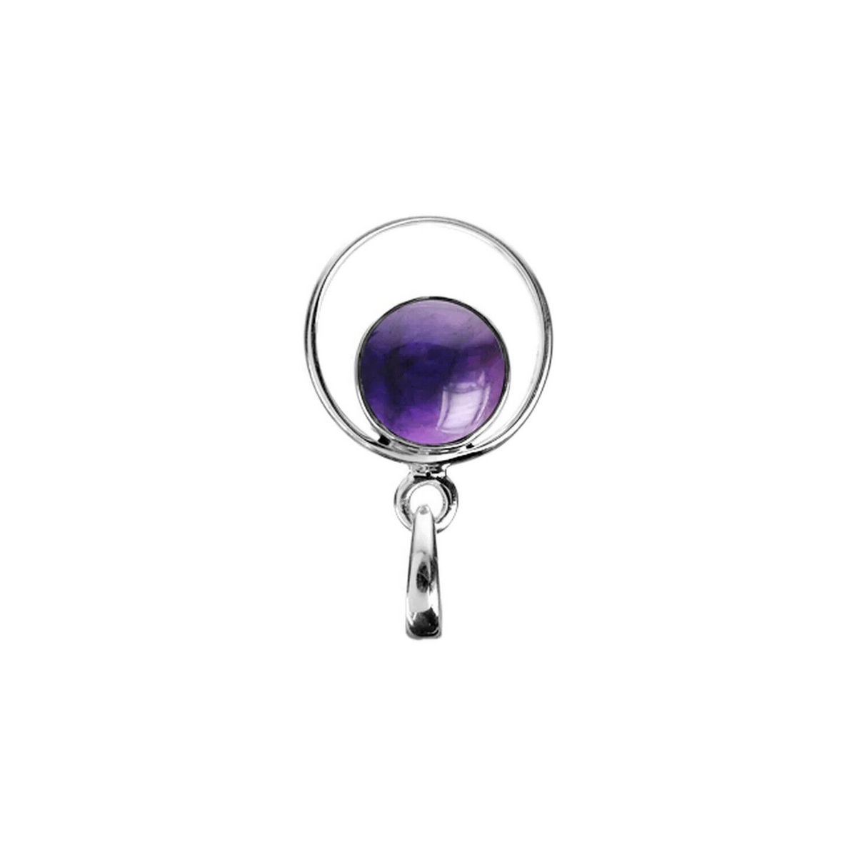 Flush Amethyst Hoop Pendant Sterling Silver 925 Hallmarked All Chain Lengths