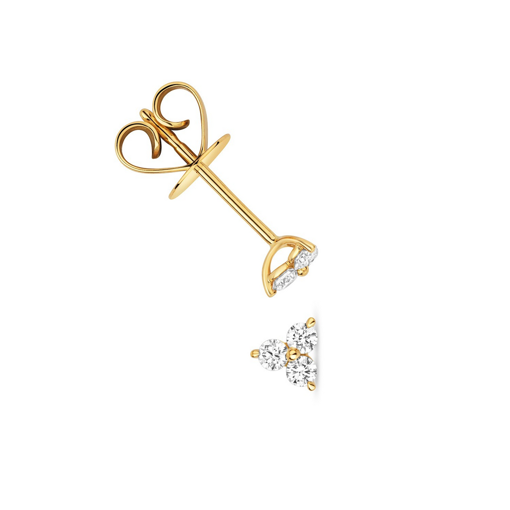 3 Natural Diamond Stud Earrings 18ct Yellow Gold Hallmarked British Made