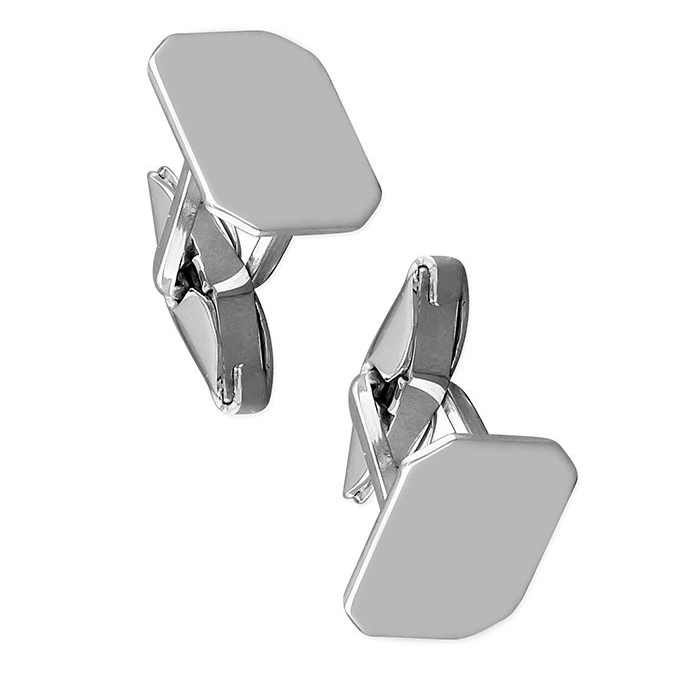 Solid Sterling Silver Oblong Cufflink Set Men's 925 Hallmarked British Made