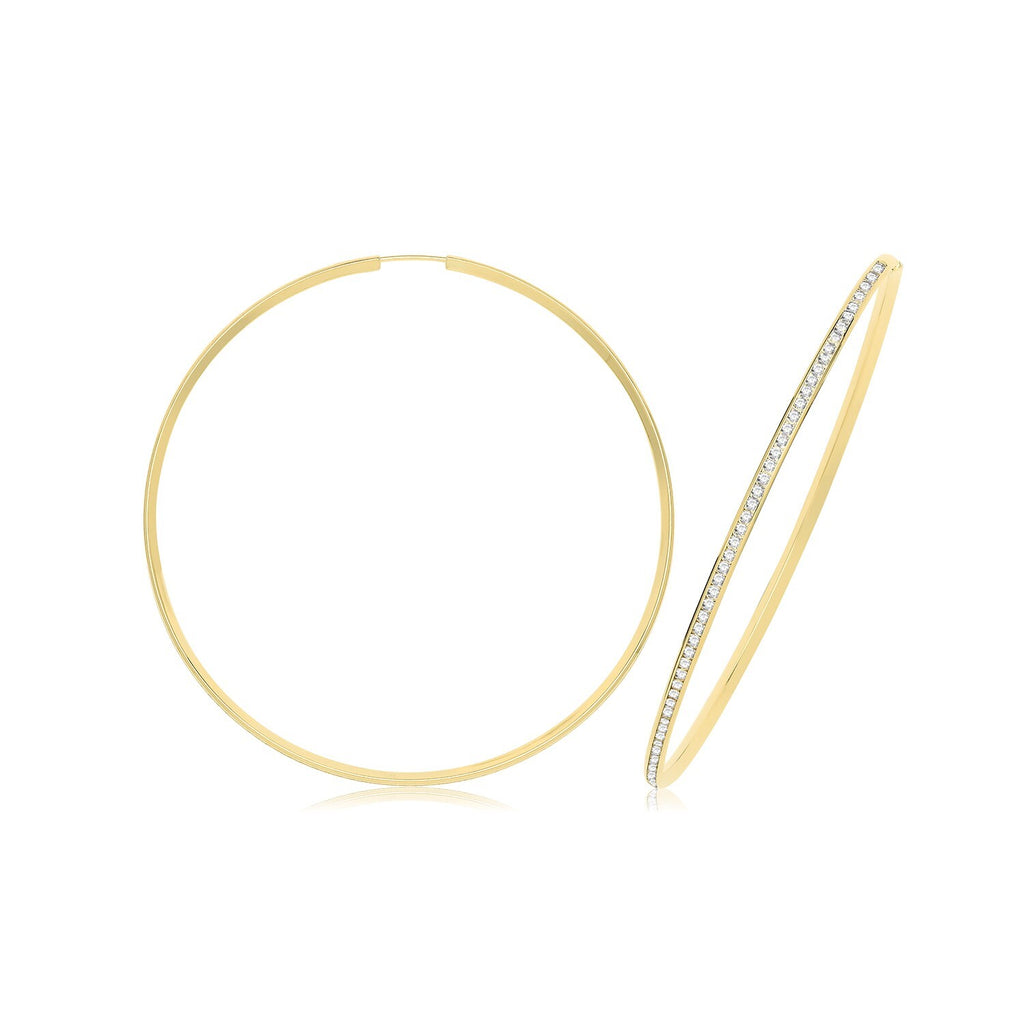 9ct Yellow Gold Channel Set Hoop Earrings 375 Hallmarked 25mm - 70mm Diameter