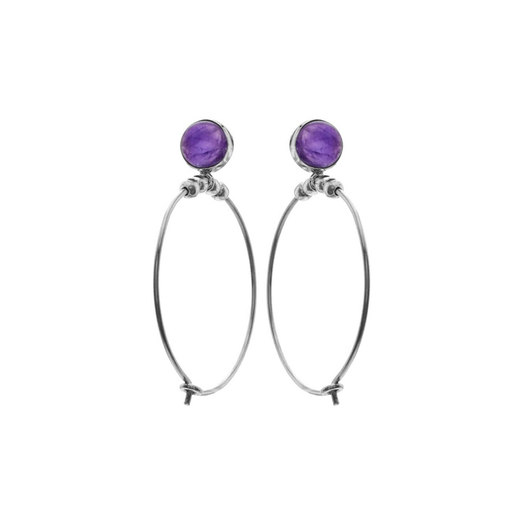 Ivy Amethyst Hoop Earrings Sterling Silver 925 Hallmarked Brand New Boxed