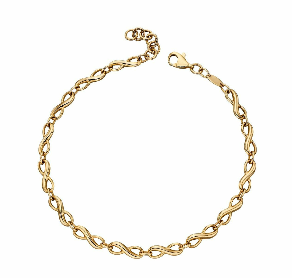 9ct Yellow Gold Infinity Tennis Bracelet (21cm) 375 Hallmarked British Made