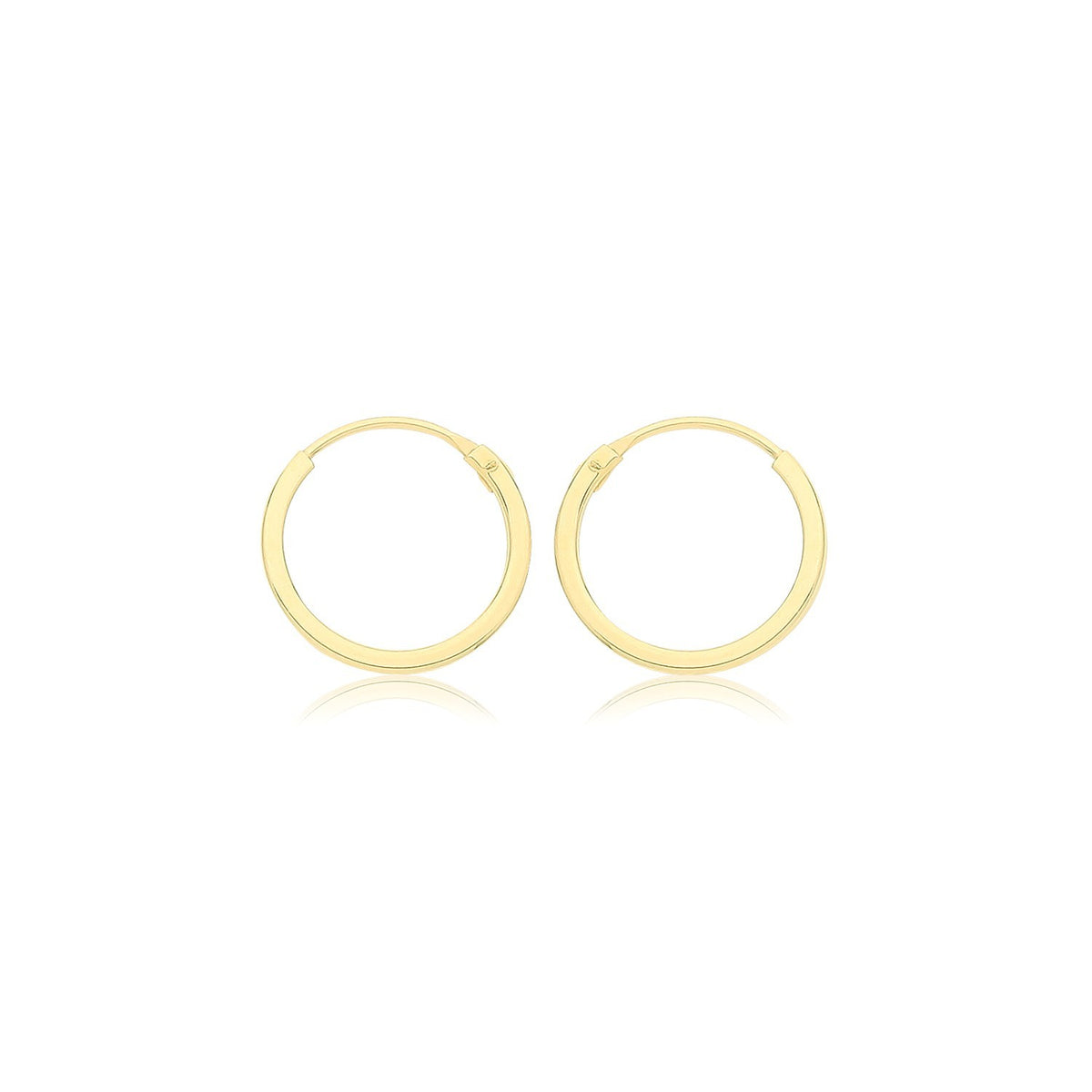 9ct Yellow Gold Sleeper Hoop Earrings 375 Hallmarked 8mm - 14mm Diameter