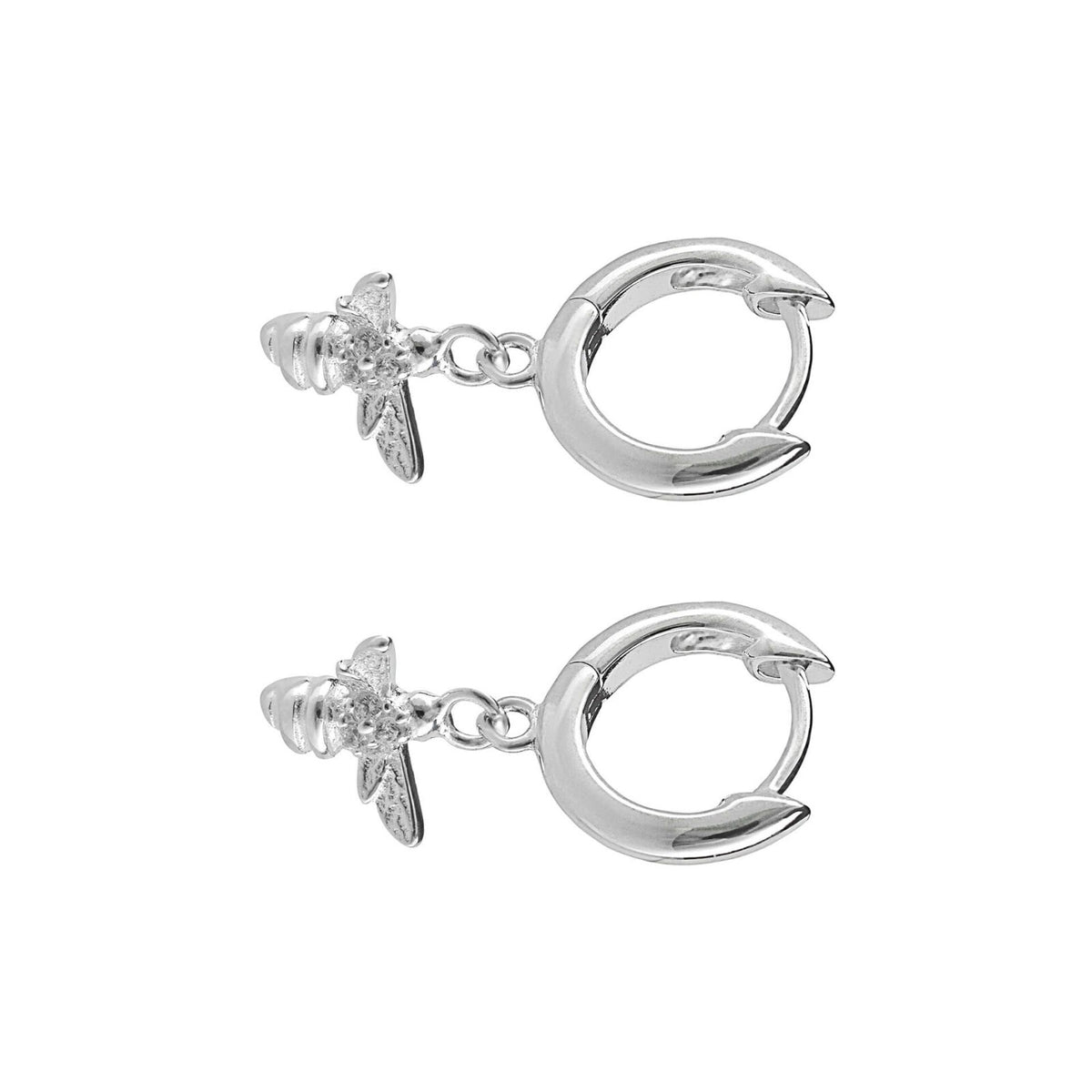 Bee Drop Hoop Earrings Sterling Silver 925 Hallmarked Brand New Boxed