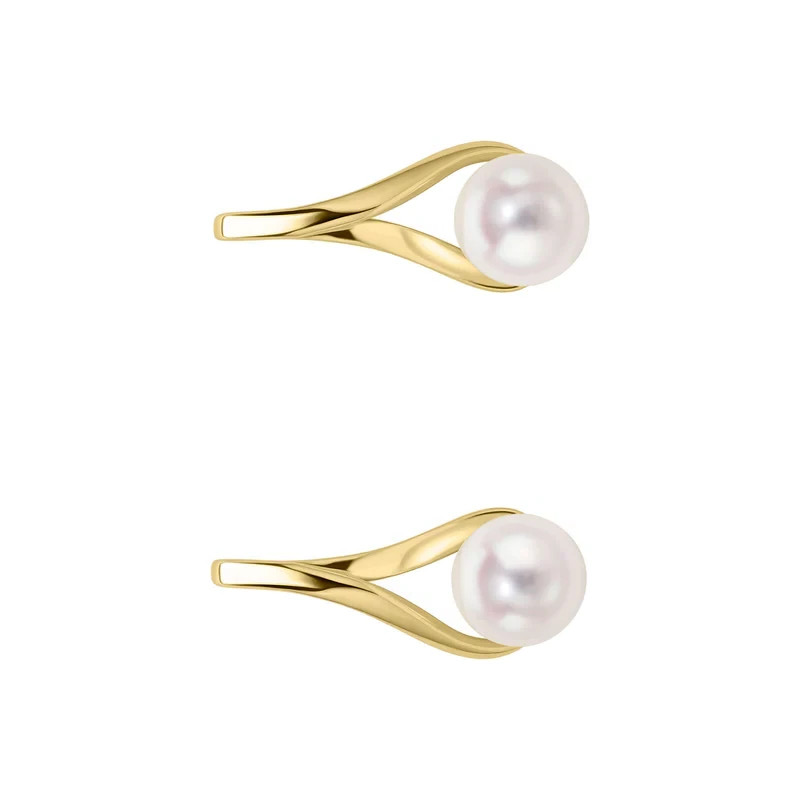 Round Twisted Pearl Drop Earrings 9ct Yellow Gold 375 Hallmarked British Made