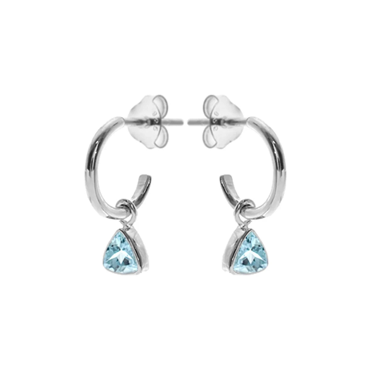 Trillion Blue Topaz Hoop Earrings Sterling Silver 925 Hallmarked Brand New Boxed