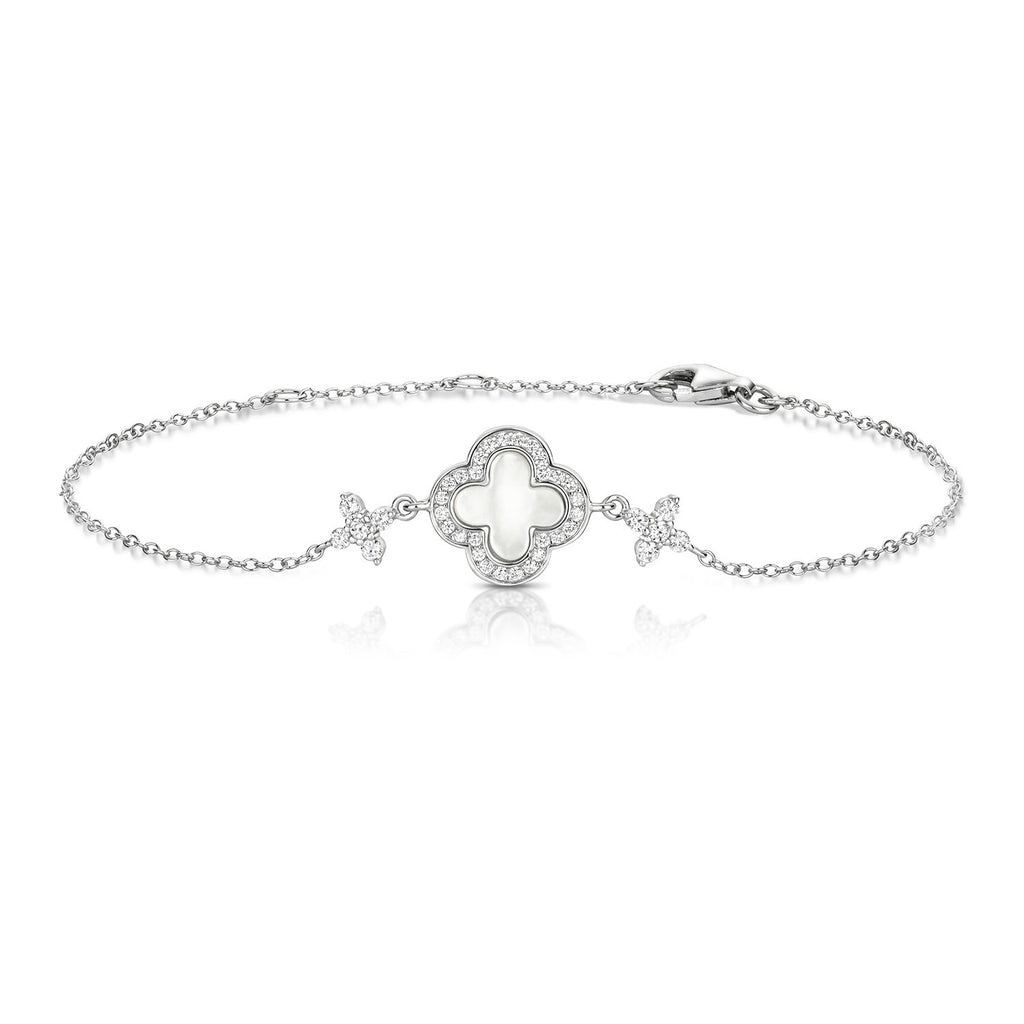 Quatrefoil Mother Of Pearl Bracelet Sterling Silver 925 Hallmark Brand New Boxed