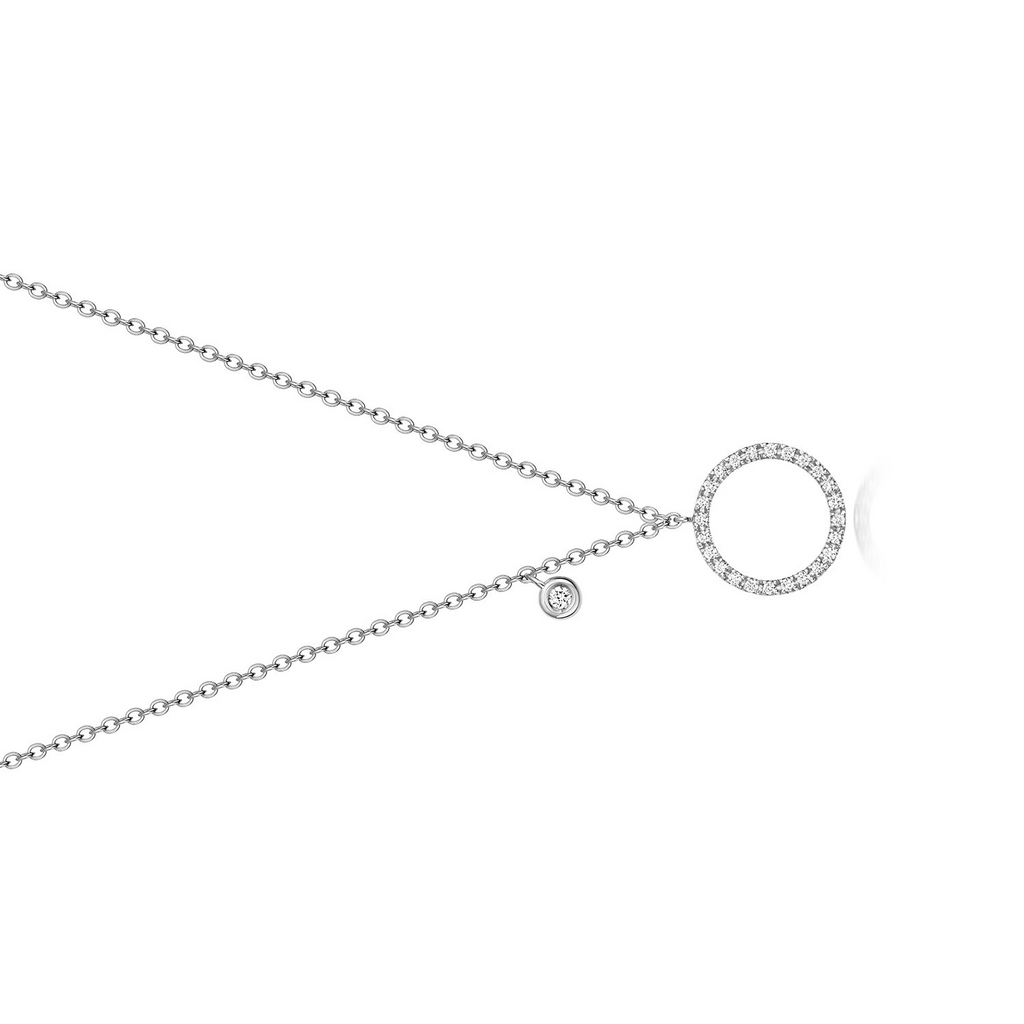 25 Natural Diamond Circle Necklace 18ct White Gold Hallmarked British Made