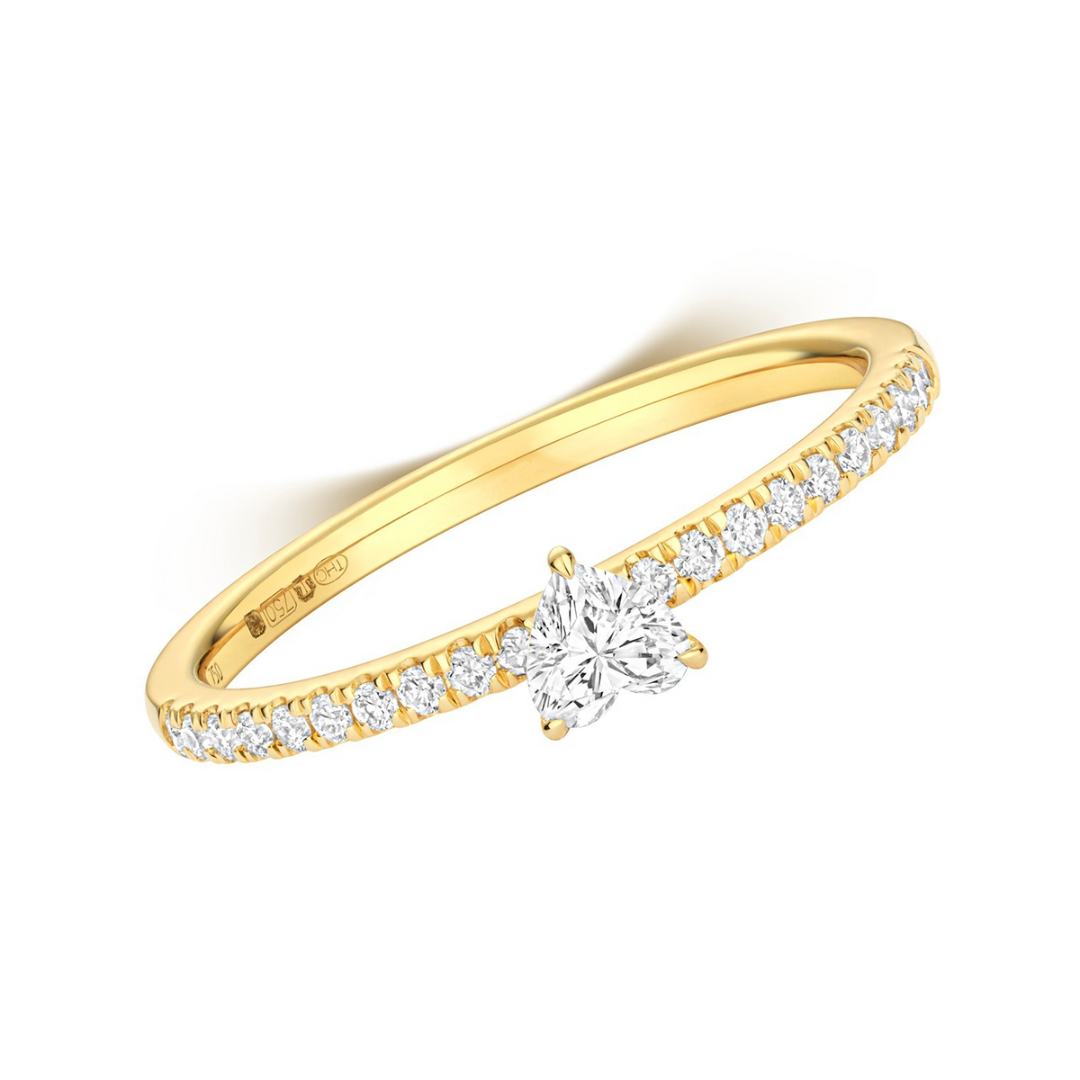 21 Natural Diamond Heart Ring 18ct Yellow Gold Hallmarked Sizes K - N