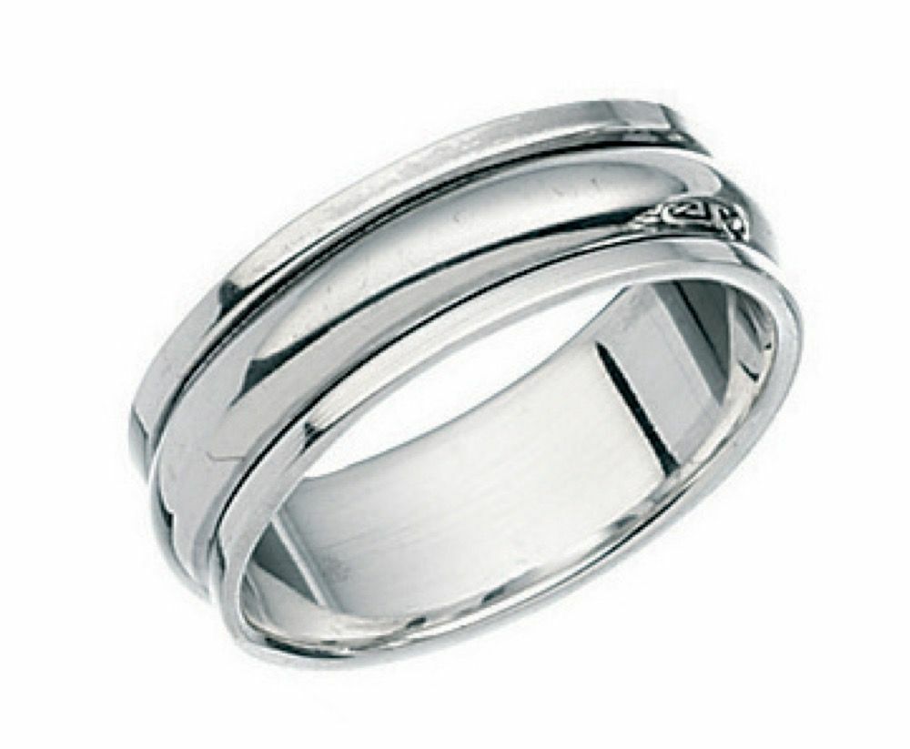 Sterling Silver Gents Ring Rotating Band Design Hallmarked Size N - V