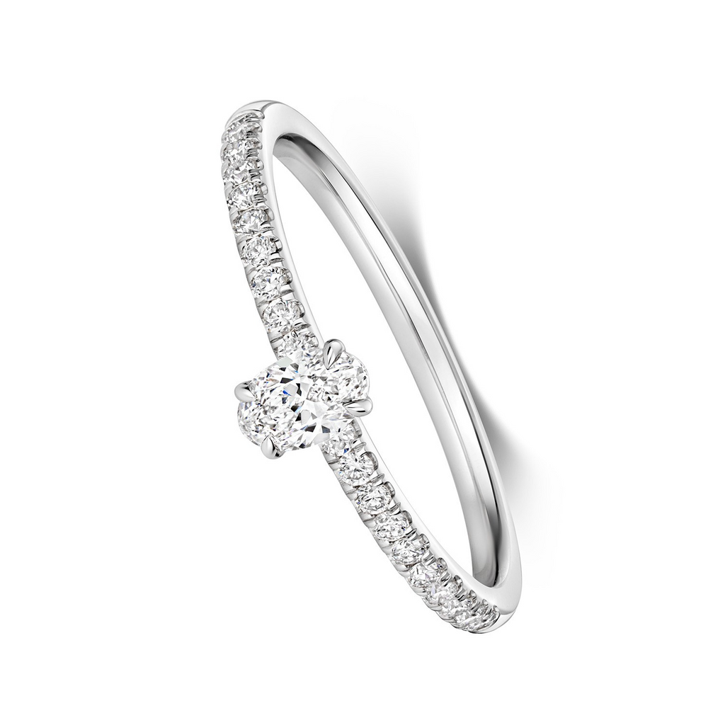 21 Natural Diamond Oval Cut Ring 18ct White Gold Hallmarked Sizes K - N