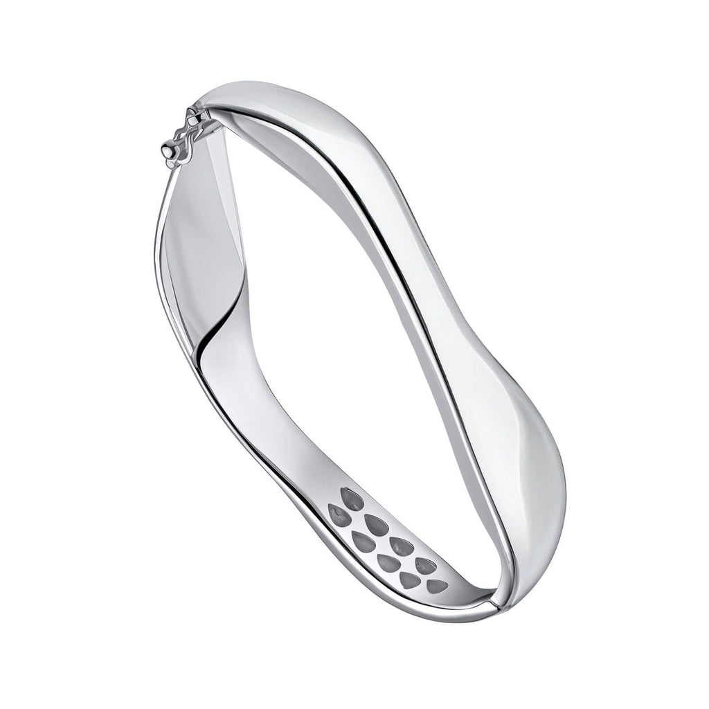 Waved Hinged Bangle Sterling Silver 925 Hallmarked British Made Brand New Boxed
