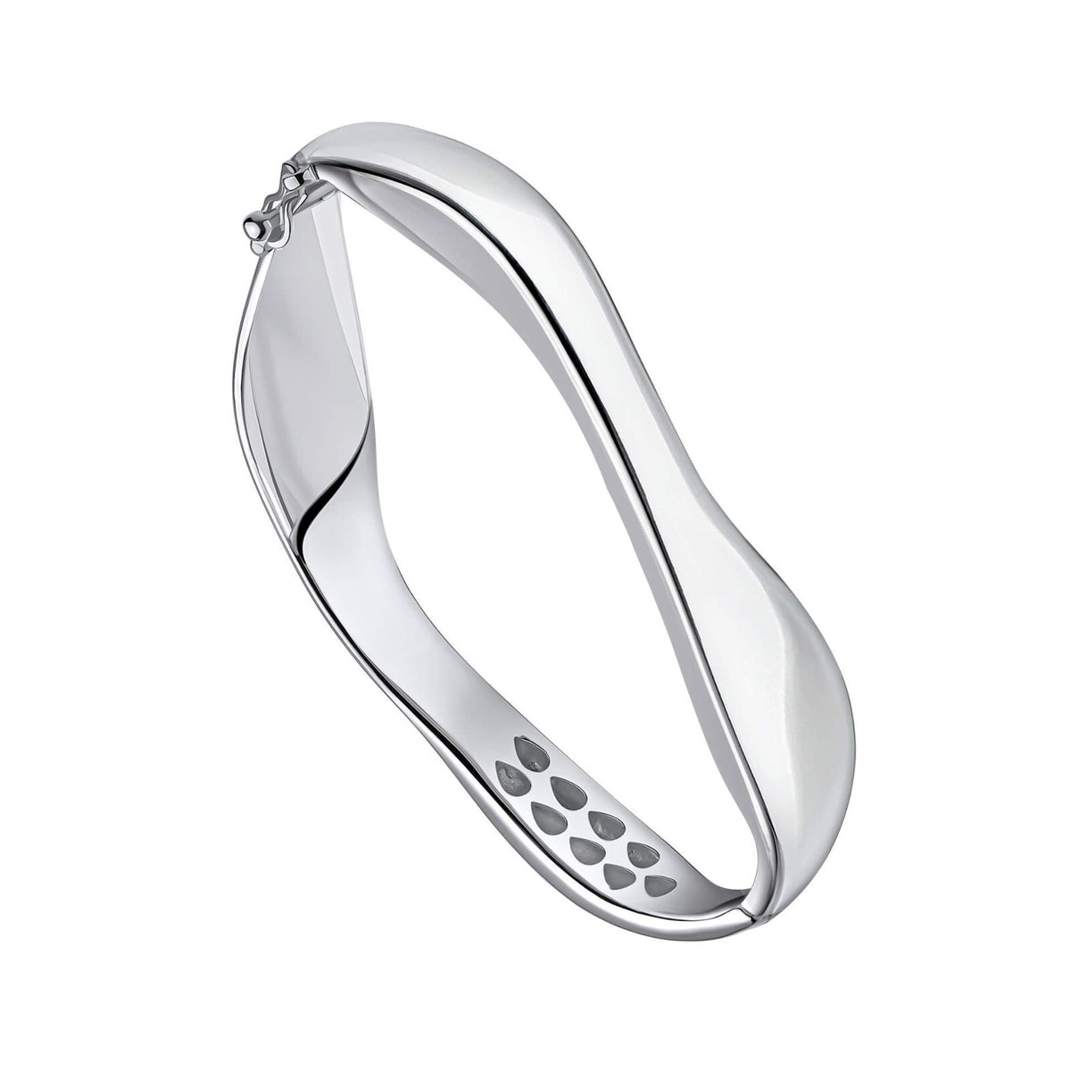 Waved Hinged Bangle Sterling Silver 925 Hallmarked British Made Brand New Boxed