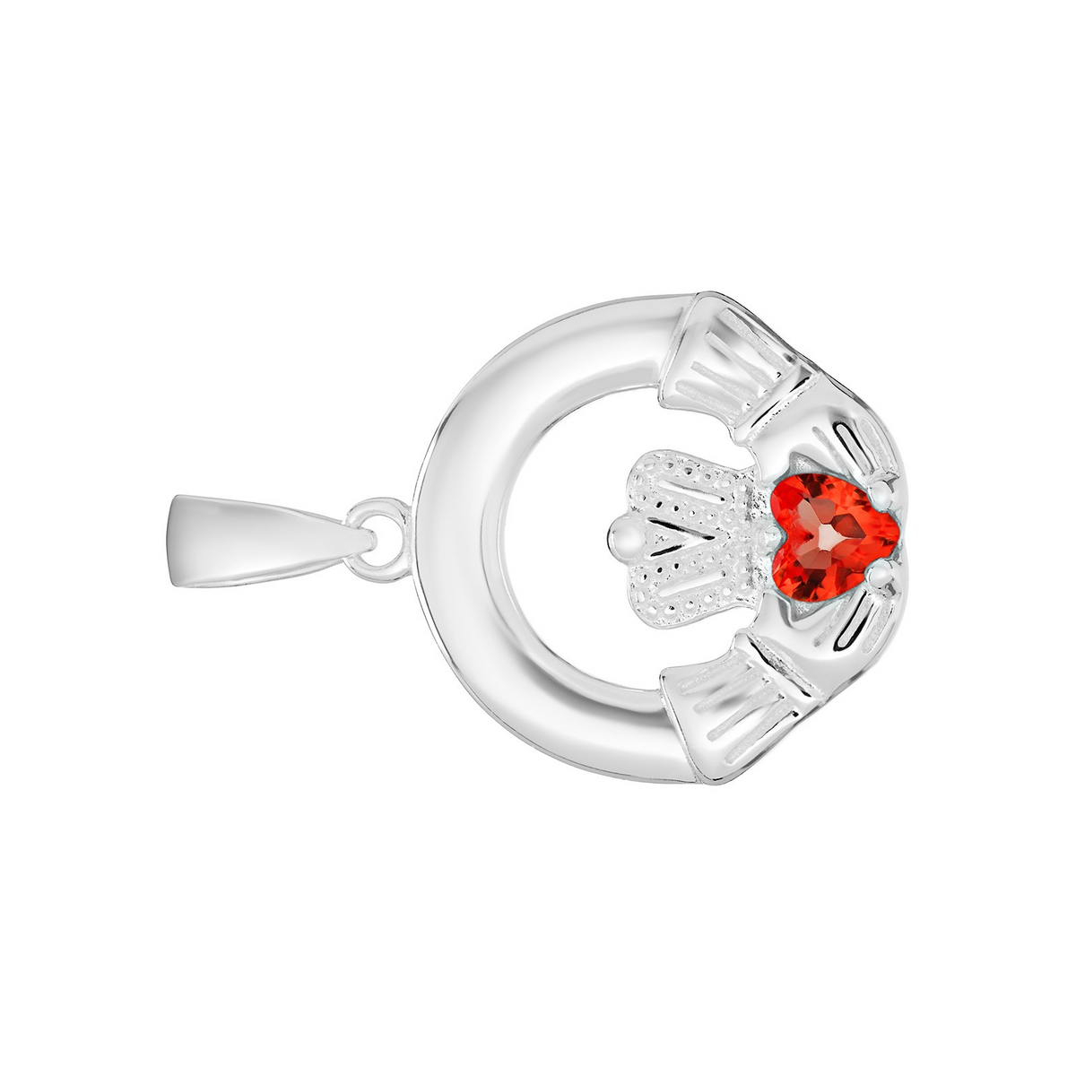 Ruby Claddagh Pendant Sterling Silver 925 Hallmarked All Chain Lengths