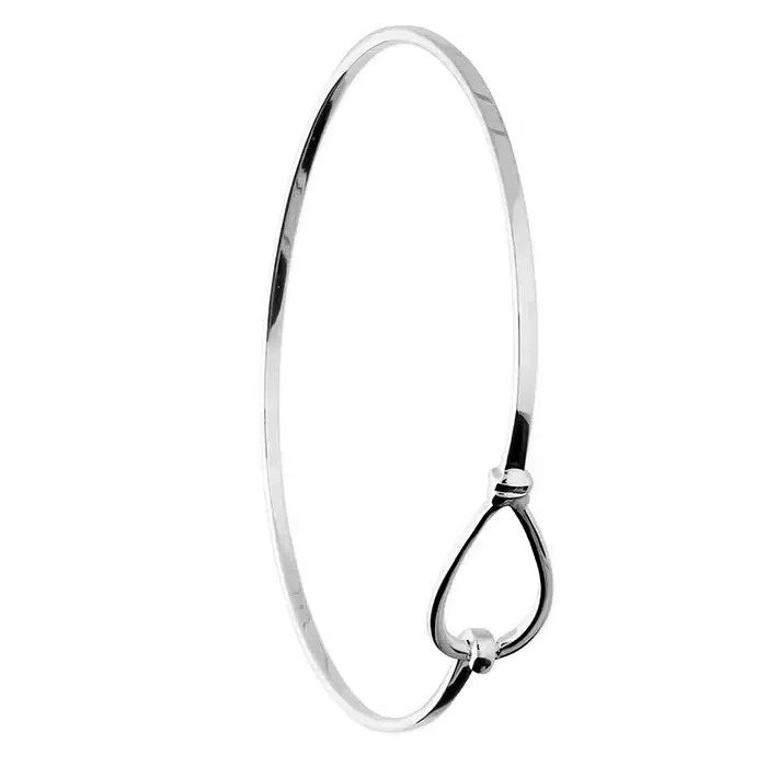 Sterling Silver Bangle Wire Sprung Hook British Made Hallmarked Brand New Boxed