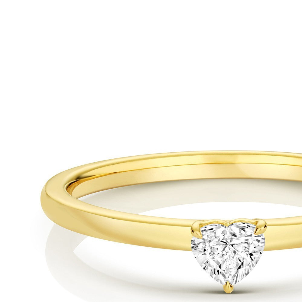 1 Natural Diamond Heart Solitaire Ring 18ct Yellow Gold Hallmarked Sizes K - N