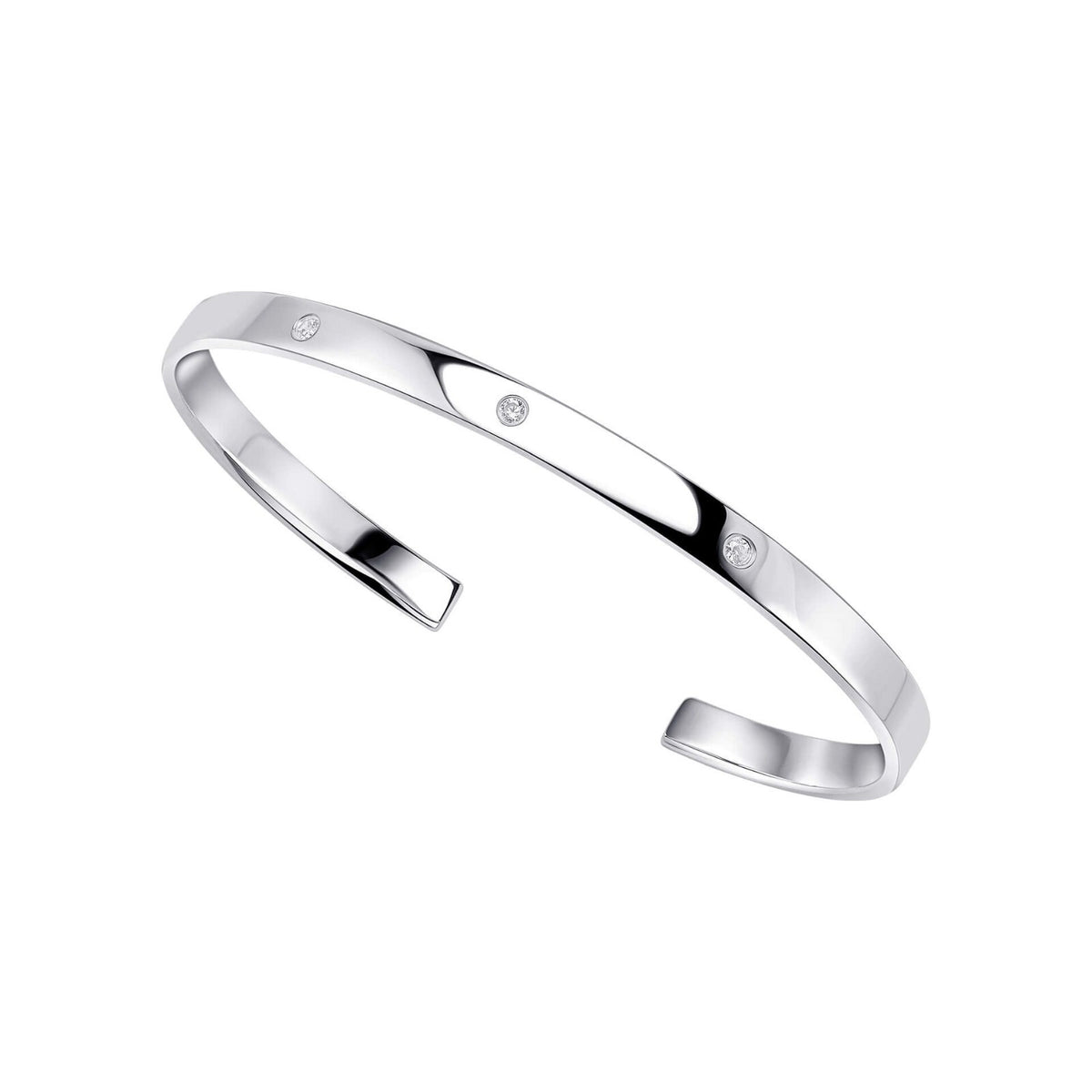 Zircon Torque Bangle Sterling Silver 925 Hallmarked British Made Brand New Boxed