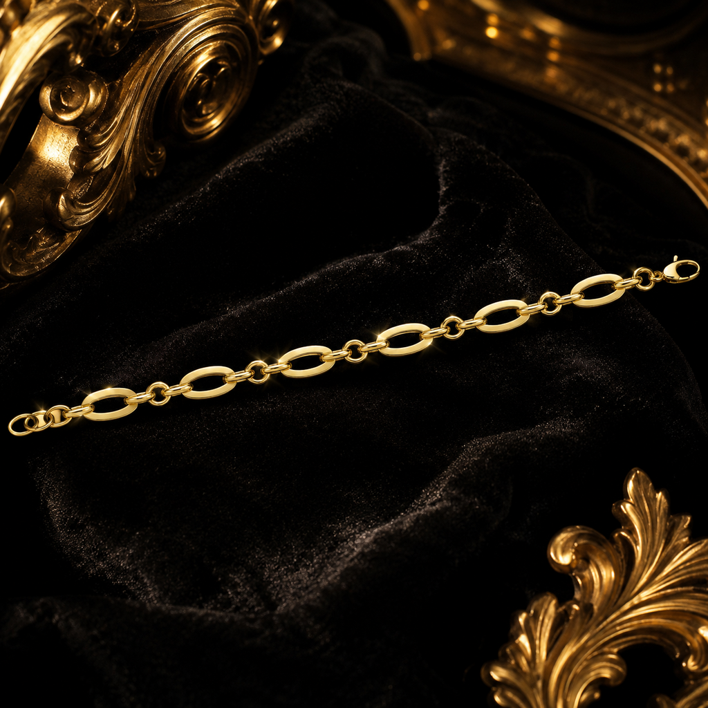 Fancy Alternate Bracelet 9ct Yellow Gold 375 Hallmarked British Made Brand New