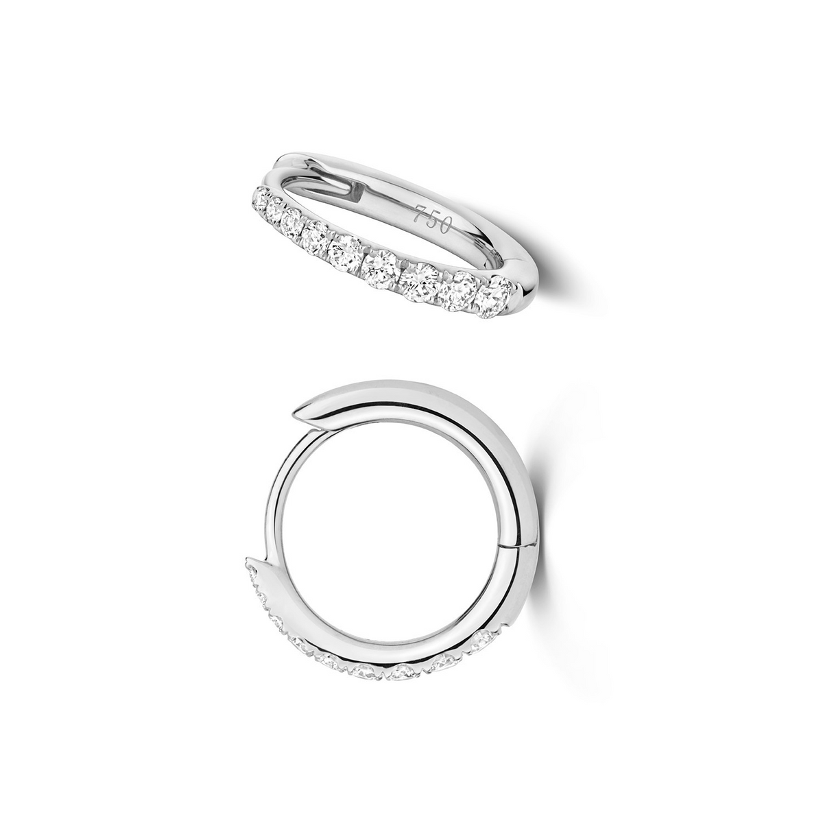 8mm Natural Diamond Hoop Earrings 18ct White Gold Hallmarked British Made