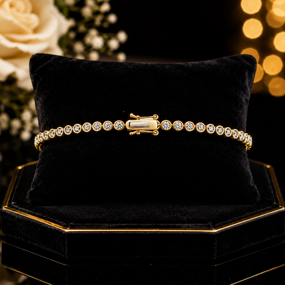 Lab Grown Diamond 18ct Yellow Gold Tennis Bracelet Hallmarked British Made