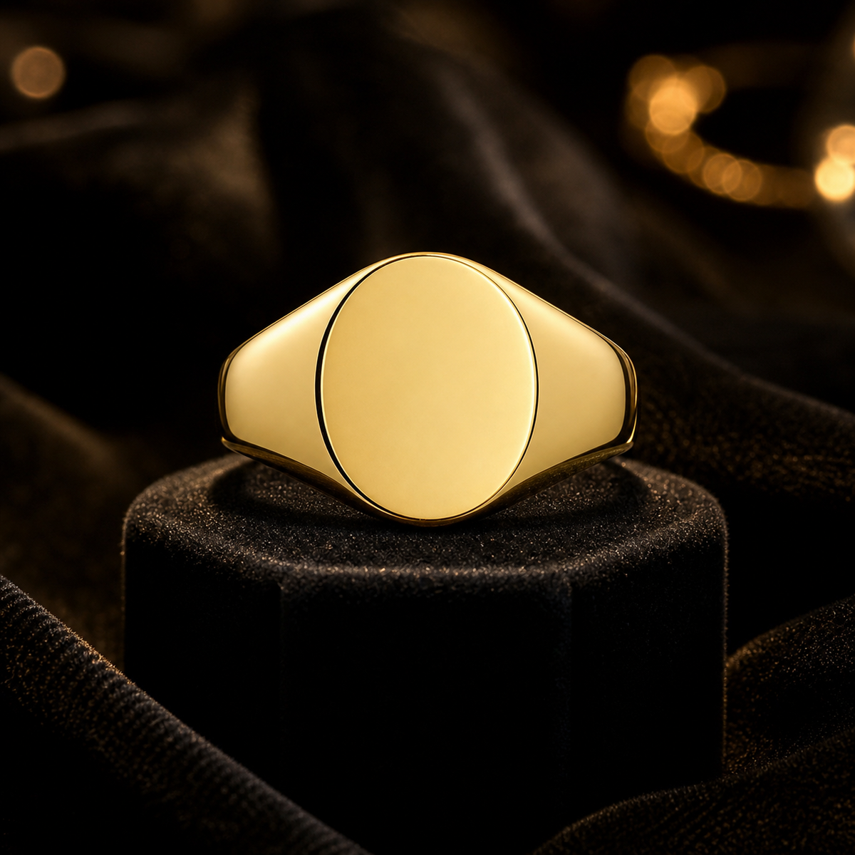 Gents Oval Signet Ring Solid 9ct Yellow Gold Hallmarked Pinky Engagement Wedding