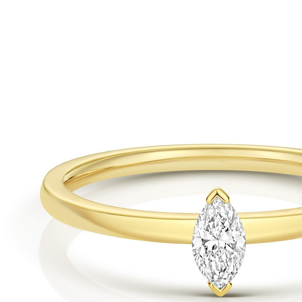 1 Natural Diamond Marquise Cut Ring 18ct Yellow Gold Hallmarked Sizes K - N