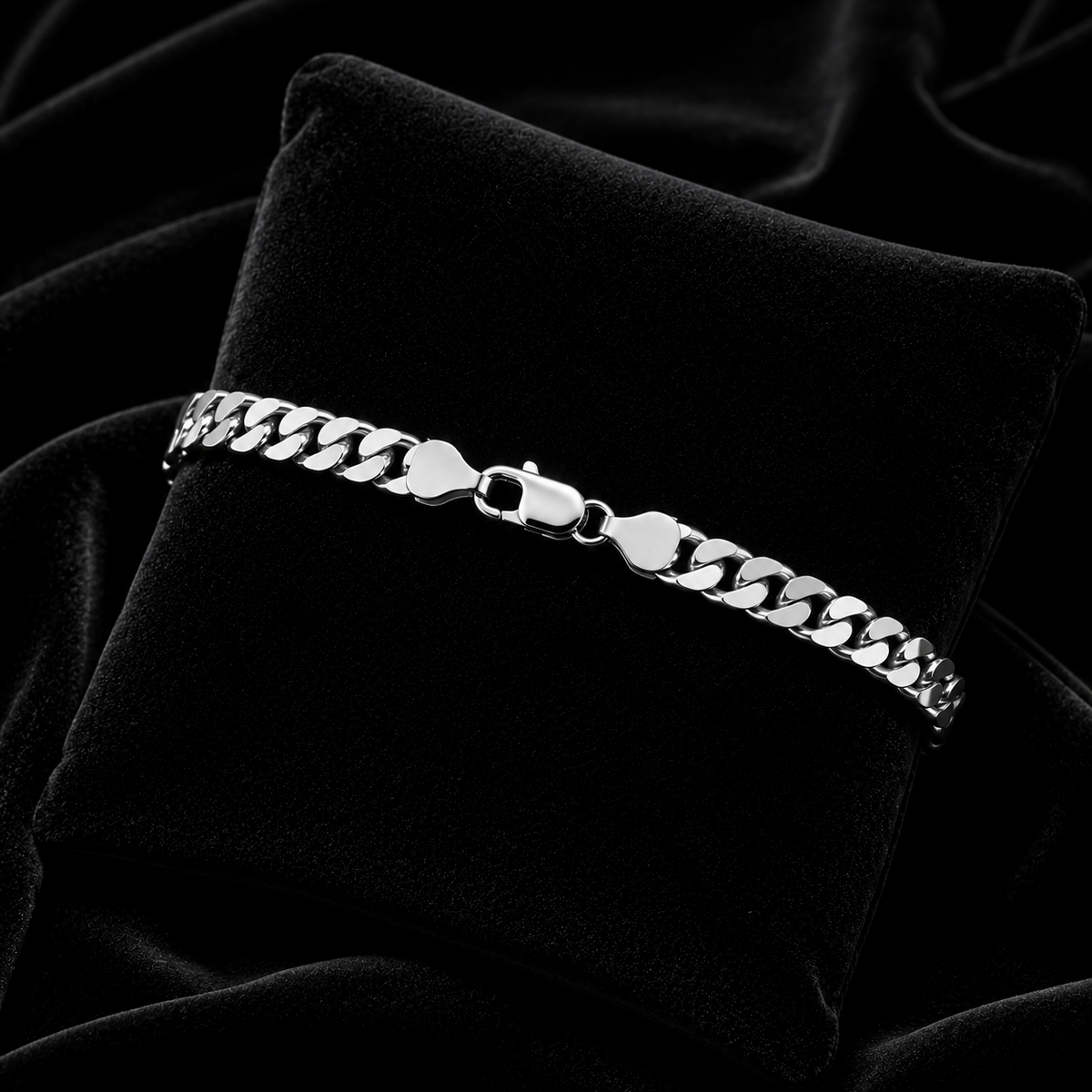 Heavy Gents Solid Sterling Silver Flat Curb Chain Bracelet 925 Hallmarked